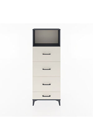 Arges Dolap Tek Raflı 4 Çekmeceli 60x30x163 Antrasit-Aytaşı