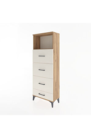 Arges Dolap Tek Raflı 4 Çekmeceli 60x30x163 Çam-Aytaşı