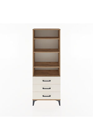 Arges Dolap 4 Raflı 3 Çekmeceli 60x30x163 Çam-Aytaşı
