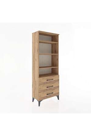 Arges Dolap 4 Raflı 3 Çekmeceli 60x30x163 Çam-Çam