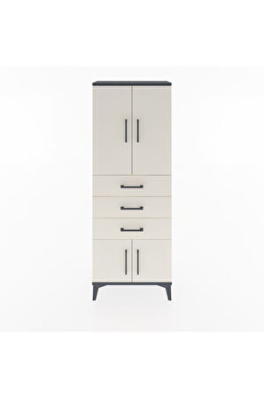 Arges Dolap 3 Raflı 3 Çekmeceli 4 Kapaklı 60x30x163 Antrasit-Aytaşı