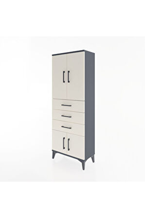 Arges Dolap 3 Raflı 3 Çekmeceli 4 Kapaklı 60x30x163 Antrasit-Aytaşı