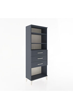 Arges Dolap 3 Raflı 3 Çekmeceli 60x30x163 Antrasit-Antrasit