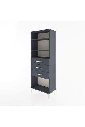 Arges Dolap 3 Raflı 3 Çekmeceli 60x30x163 Antrasit-Antrasit