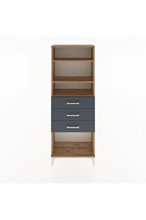 Arges Dolap 3 Raflı 3 Çekmeceli 60x30x163 Çam-Antrasit