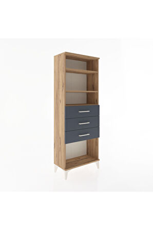 Arges Dolap 3 Raflı 3 Çekmeceli 60x30x163 Çam-Antrasit