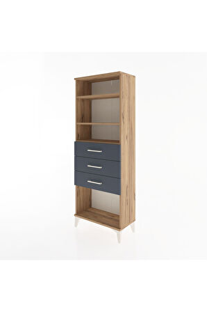 Arges Dolap 3 Raflı 3 Çekmeceli 60x30x163 Çam-Antrasit