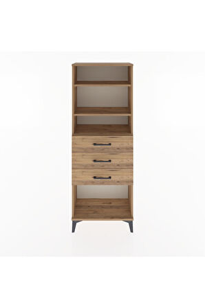 Arges Dolap 3 Raflı 3 Çekmeceli 60x30x163 Çam-Çam