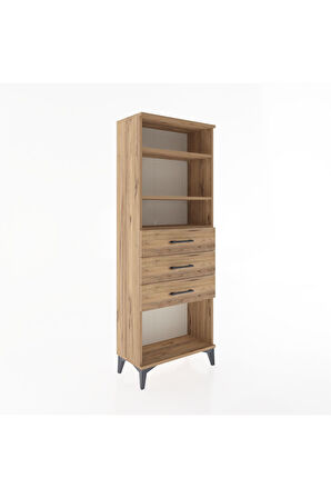 Arges Dolap 3 Raflı 3 Çekmeceli 60x30x163 Çam-Çam