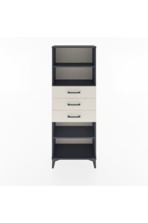 Arges Dolap 3 Raflı 3 Çekmeceli 60x30x163 Antrasit-Aytaşı