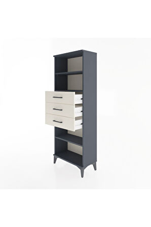 Arges Dolap 3 Raflı 3 Çekmeceli 60x30x163 Antrasit-Aytaşı
