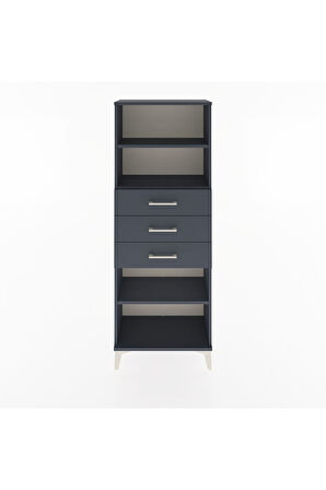 Arges Dolap 3 Raflı 3 Çekmeceli 60x30x163 Antrasit-Antrasit