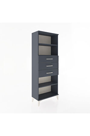 Arges Dolap 3 Raflı 3 Çekmeceli 60x30x163 Antrasit-Antrasit