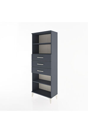 Arges Dolap 3 Raflı 3 Çekmeceli 60x30x163 Antrasit-Antrasit