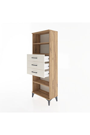 Arges Dolap 3 Raflı 3 Çekmeceli 60x30x163 Çam-Aytaşı