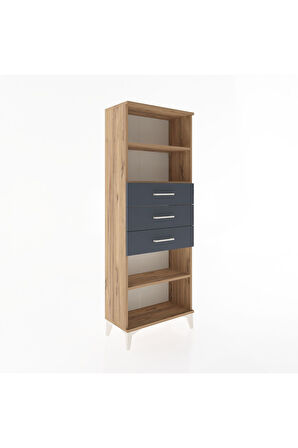Arges Dolap 3 Raflı 3 Çekmeceli 60x30x163 Çam-Antrasit
