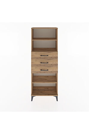 Arges Dolap 3 Raflı 3 Çekmeceli 60x30x163 Çam-Çam