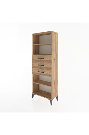 Arges Dolap 3 Raflı 3 Çekmeceli 60x30x163 Çam-Çam