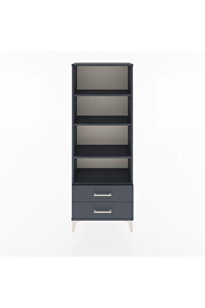 Arges Dolap 4 Raflı 2 Çekmeceli 60x30x163 Antrasit-Antrasit