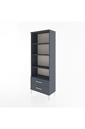 Arges Dolap 4 Raflı 2 Çekmeceli 60x30x163 Antrasit-Antrasit