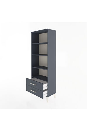 Arges Dolap 4 Raflı 2 Çekmeceli 60x30x163 Antrasit-Antrasit