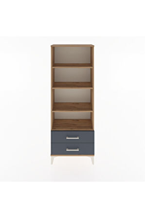 Arges Dolap 4 Raflı 2 Çekmeceli 60x30x163 Çam-Antrasit