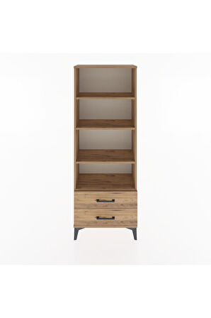 Arges Dolap 4 Raflı 2 Çekmeceli 60x30x163 Çam-Çam