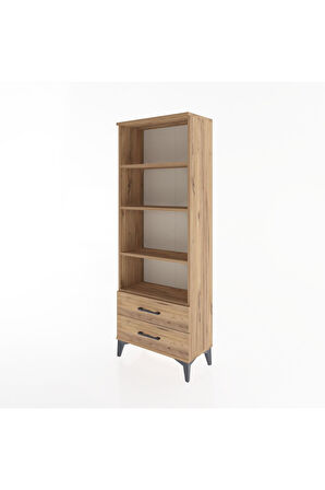 Arges Dolap 4 Raflı 2 Çekmeceli 60x30x163 Çam-Çam