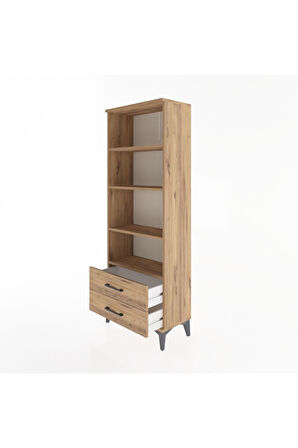 Arges Dolap 4 Raflı 2 Çekmeceli 60x30x163 Çam-Çam