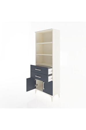 Arges Dolap 3 Raflı 2 Çekmeceli 2 Kapaklı 60x30x163 Aytaşı-Antrasit