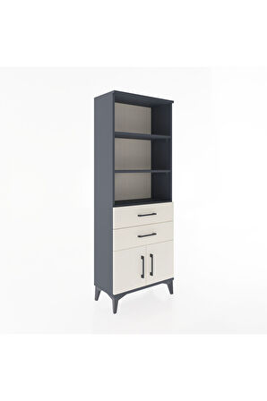 Arges Dolap 3 Raflı 2 Çekmeceli 2 Kapaklı 60x30x163 Antrasit-Aytaşı