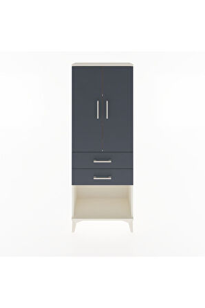 Arges Dolap 3 Raflı 2 Çekmeceli 2 Kapaklı 60x30x163 Aytaşı-Antrasit