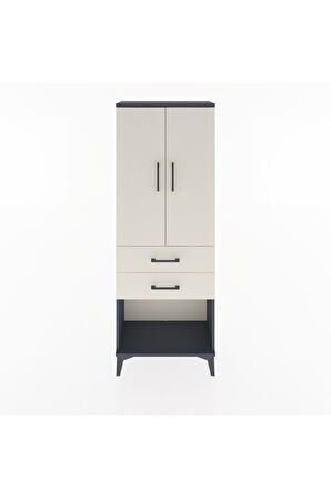 Arges Dolap 3 Raflı 2 Çekmeceli 2 Kapaklı 60x30x163 Antrasit-Aytaşı