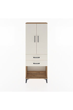 Arges Dolap 3 Raflı 2 Çekmeceli 2 Kapaklı 60x30x163 Çam-Aytaşı