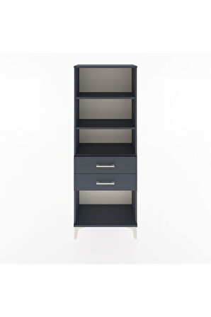 Arges Dolap 3 Raflı 2 Çekmeceli 60x30x163 Antrasit-Antrasit