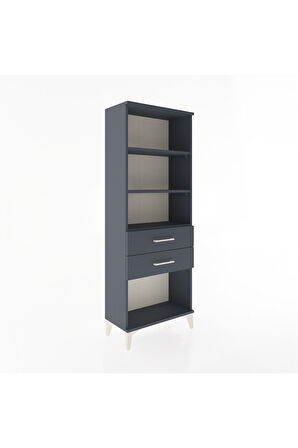 Arges Dolap 3 Raflı 2 Çekmeceli 60x30x163 Antrasit-Antrasit