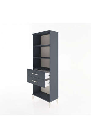 Arges Dolap 3 Raflı 2 Çekmeceli 60x30x163 Antrasit-Antrasit