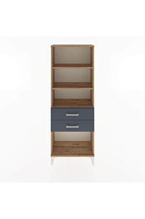 Arges Dolap 3 Raflı 2 Çekmeceli 60x30x163 Çam-Antrasit