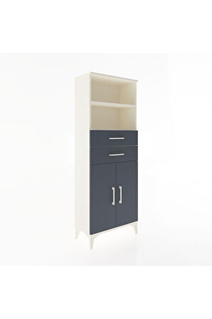 Arges Dolap 3 Raflı 2 Çekmeceli 2 Kapaklı 60x30x163 Aytaşı-Antrasit