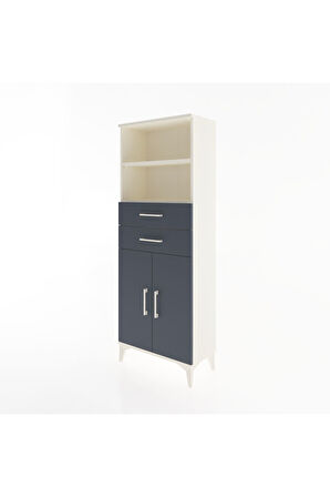 Arges Dolap 3 Raflı 2 Çekmeceli 2 Kapaklı 60x30x163 Aytaşı-Antrasit