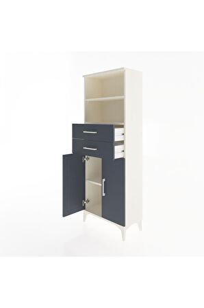 Arges Dolap 3 Raflı 2 Çekmeceli 2 Kapaklı 60x30x163 Aytaşı-Antrasit