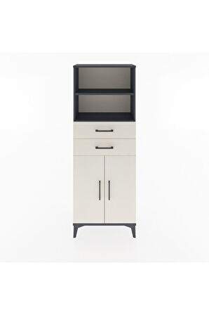 Arges Dolap 3 Raflı 2 Çekmeceli 2 Kapaklı 60x30x163 Antrasit-Aytaşı