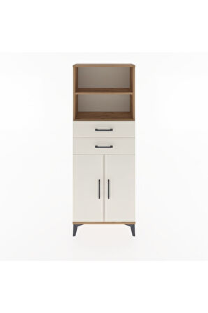Arges Dolap 3 Raflı 2 Çekmeceli 2 Kapaklı 60x30x163 Çam-Aytaşı