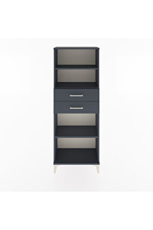 Arges Dolap 3 Raflı 2 Çekmeceli 60x30x163 Antrasit-Antrasit