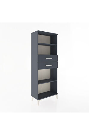 Arges Dolap 3 Raflı 2 Çekmeceli 60x30x163 Antrasit-Antrasit