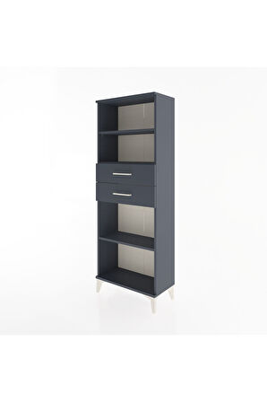 Arges Dolap 3 Raflı 2 Çekmeceli 60x30x163 Antrasit-Antrasit