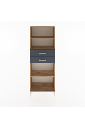 Arges Dolap 3 Raflı 2 Çekmeceli 60x30x163 Çam-Antrasit