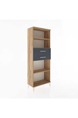 Arges Dolap 3 Raflı 2 Çekmeceli 60x30x163 Çam-Antrasit