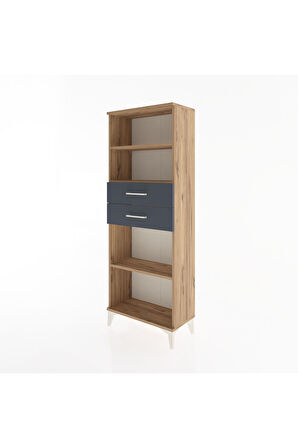 Arges Dolap 3 Raflı 2 Çekmeceli 60x30x163 Çam-Antrasit