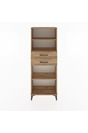 Arges Dolap 3 Raflı 2 Çekmeceli 60x30x163 Çam-Çam